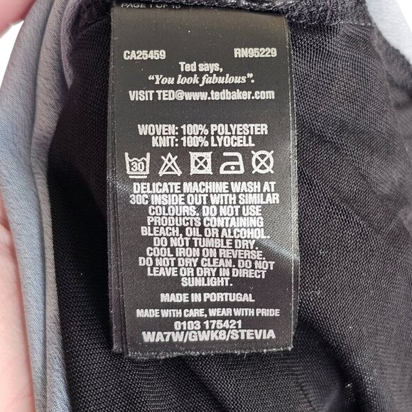 Ted Baker Black Floral Print Sleeveless Top Sz 2 US 6 - Picture 7 of 9